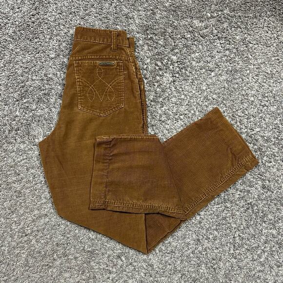 Vintage 60s Corduroy Pants 26x29 Size 9 Sears Western Boho Hippie Juniors Brown - Picture 14 of 14